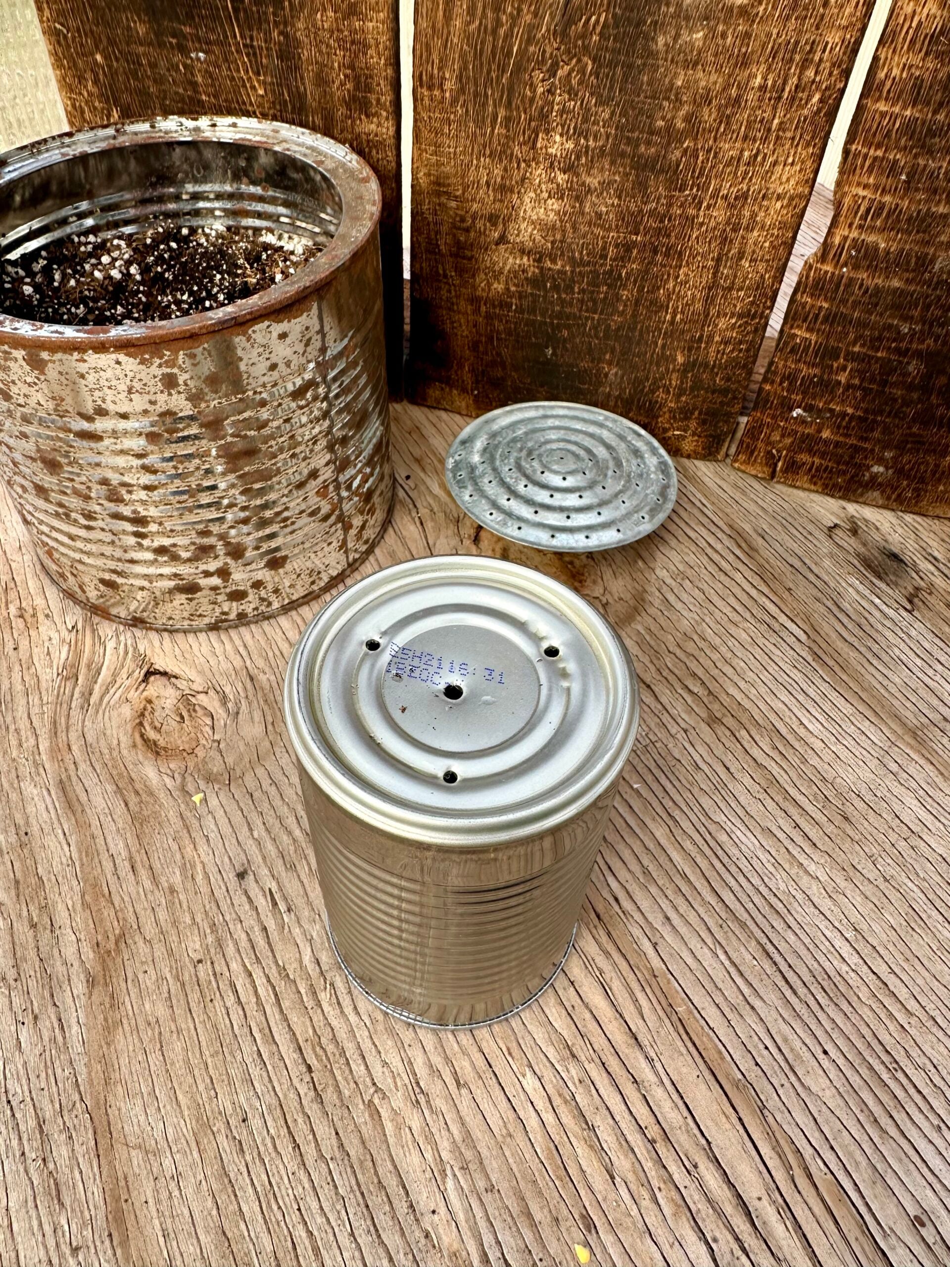 Drainage hole in a can